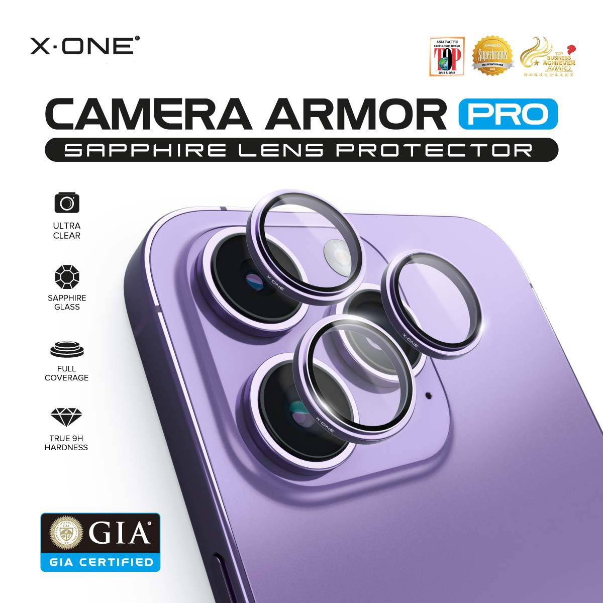 XOne Camera Armor Sapphire Pro GIA Certified Camera Lens Protector For