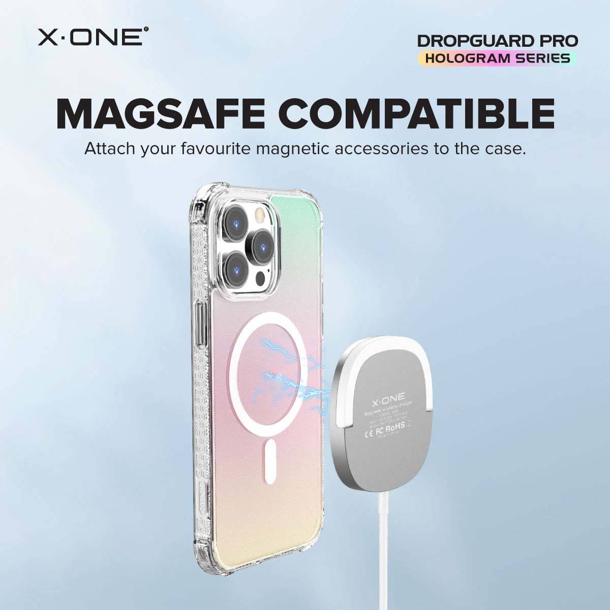 WATEFULL Compatible With IPhone 15 Pro MagSafe Case For Women Girls, Fluorescent Iridescrent Holographic Matte Aesthetic Cover[1 Screen Protector] [10ft Drop Protection] For IPhone 15 Pro(Holographic